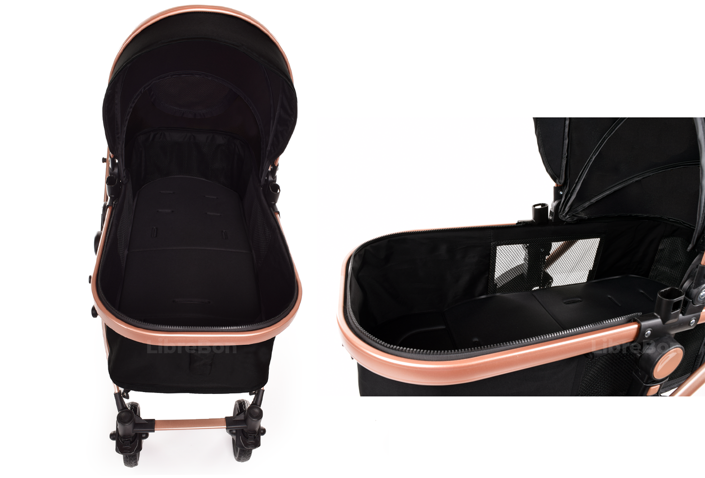 Baby Pram Pushchair Buggy 3 in 1 Travel System With Car Seat Black