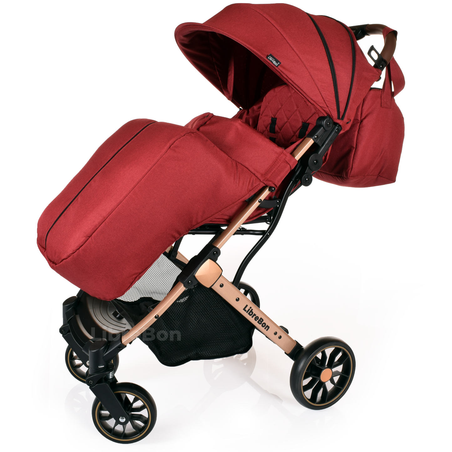 Librebon Lightweight Baby Stroller Pram Foldable Travel Buggy Four Seasons Pushchair Red