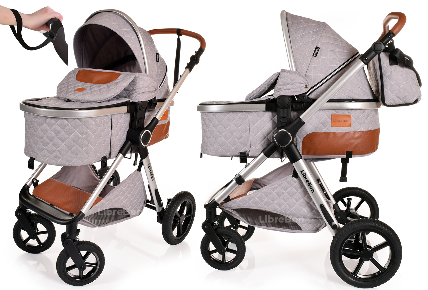 Librebon Pram Buggy Travel System With Car Seat Light Grey