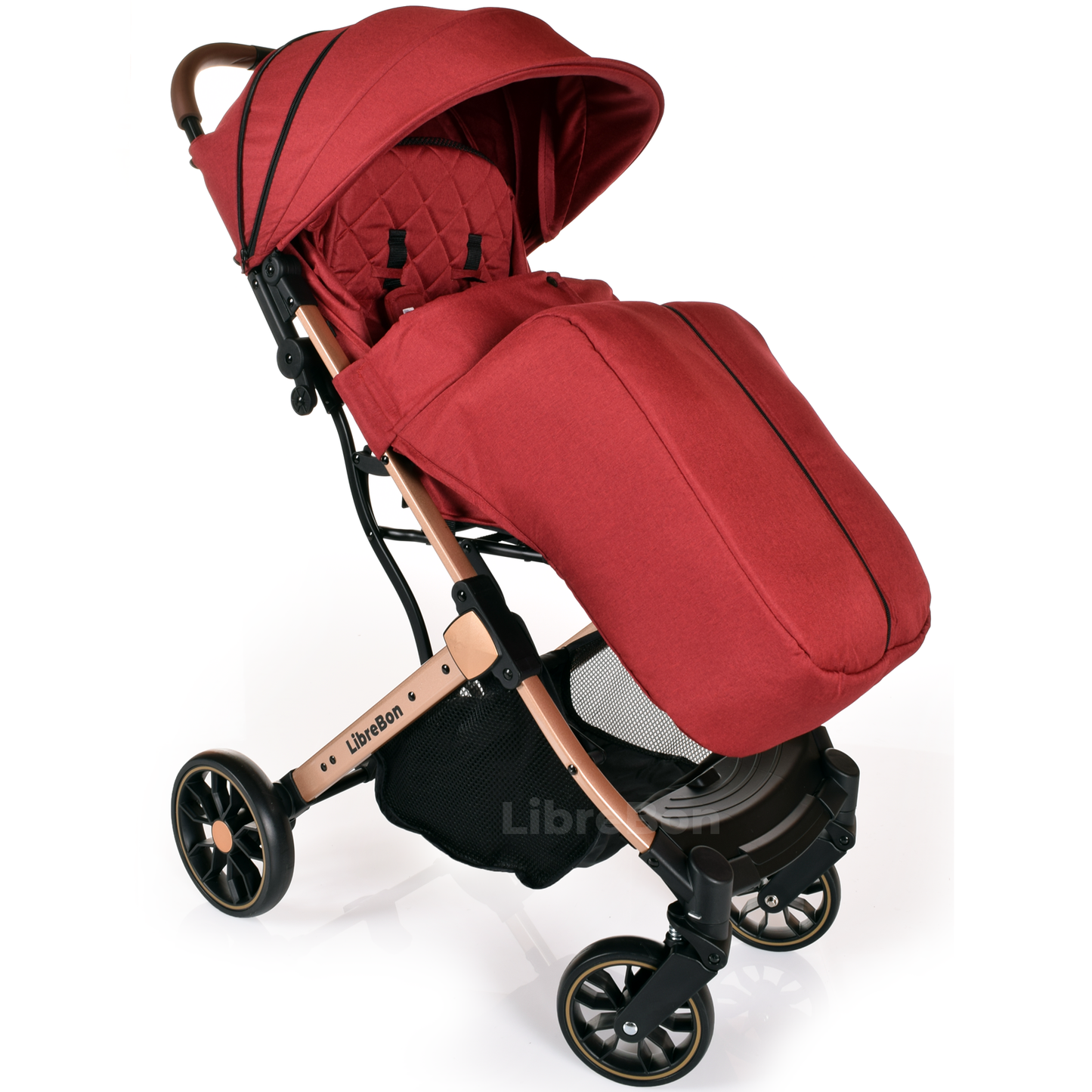 Librebon Lightweight Baby Stroller Pram Foldable Travel Buggy Four Seasons Pushchair Red