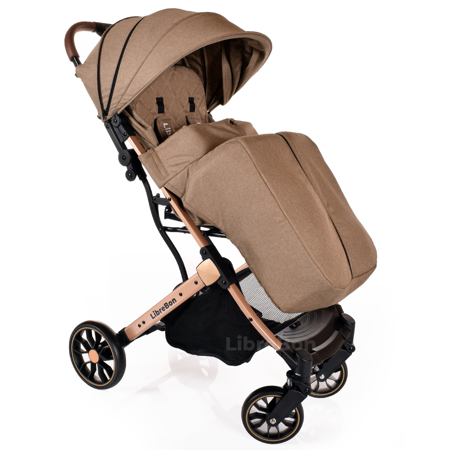Librebon Lightweight Baby Stroller Pram Foldable Travel Buggy Four Seasons Pushchair Green Beige