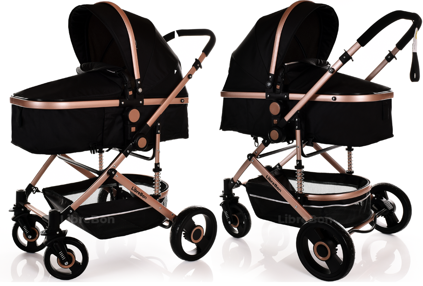 Baby Pram Pushchair Buggy 3 in 1 Travel System With Car Seat Black