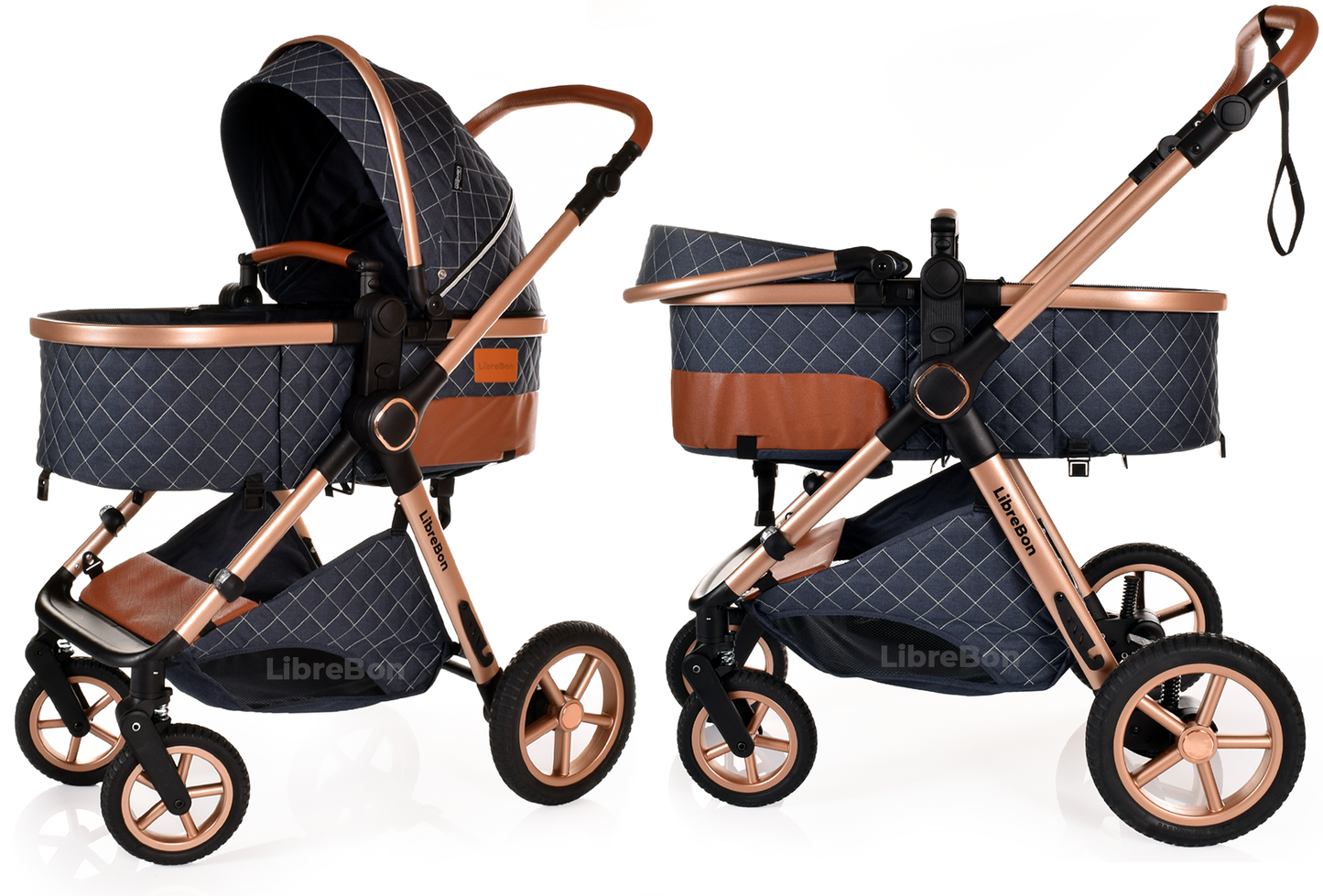 Librebon Baby Pram Buggy Travel System With Car Seat Blue Denim
