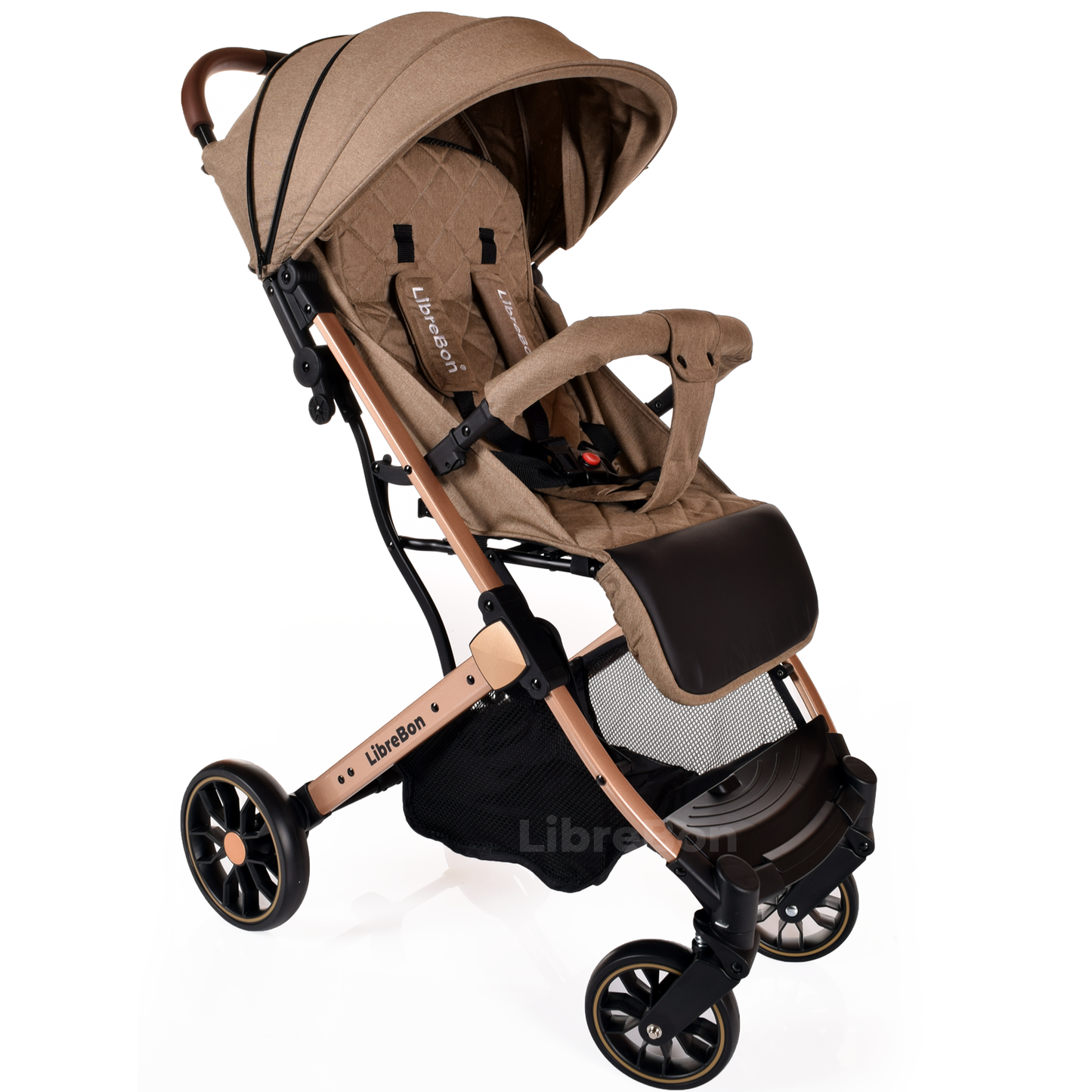 Librebon Lightweight Baby Stroller Pram Foldable Travel Buggy Four Seasons Pushchair Green Beige