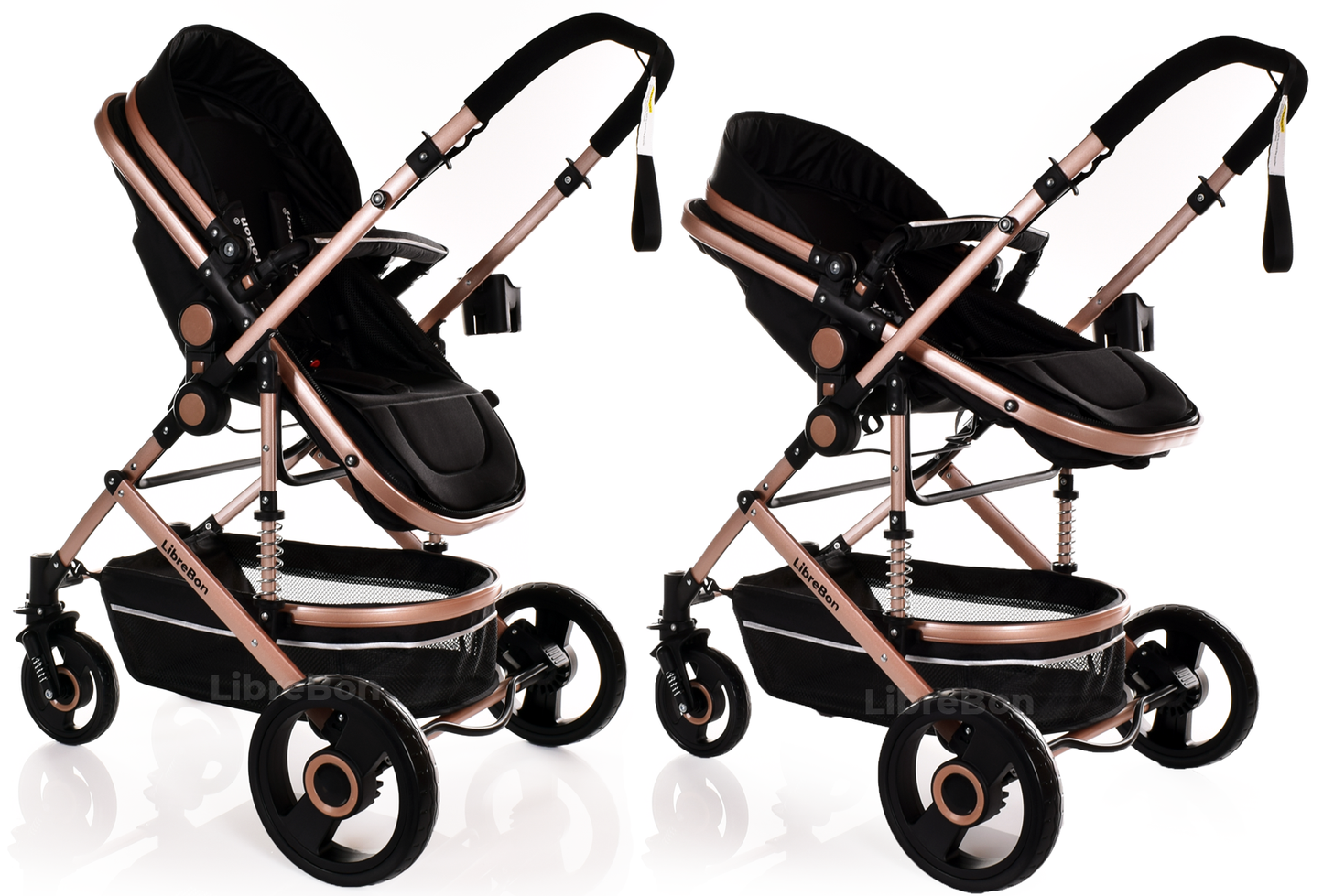 Baby Pram Pushchair Buggy 3 in 1 Travel System With Car Seat Black