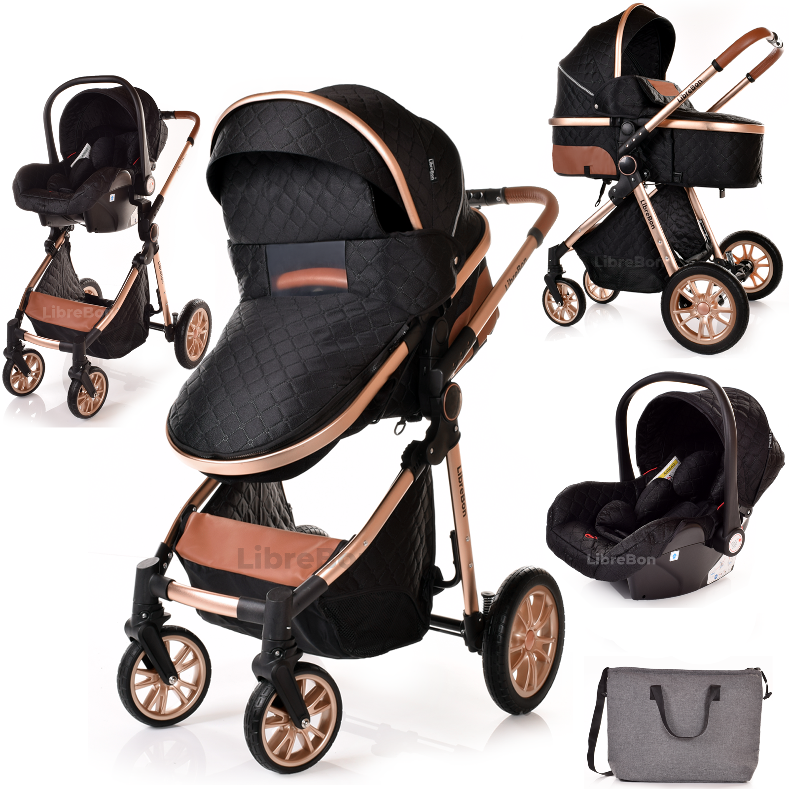Baby Pram Buggy Travel System With Car Seat Black