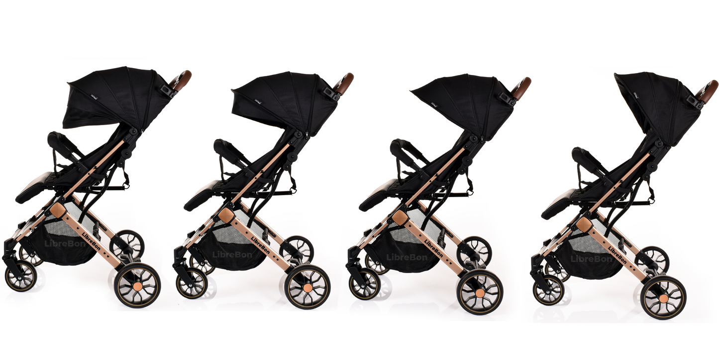 Librebon Lightweight Baby Stroller Pram Foldable Travel Buggy Four Seasons Pushchair Black