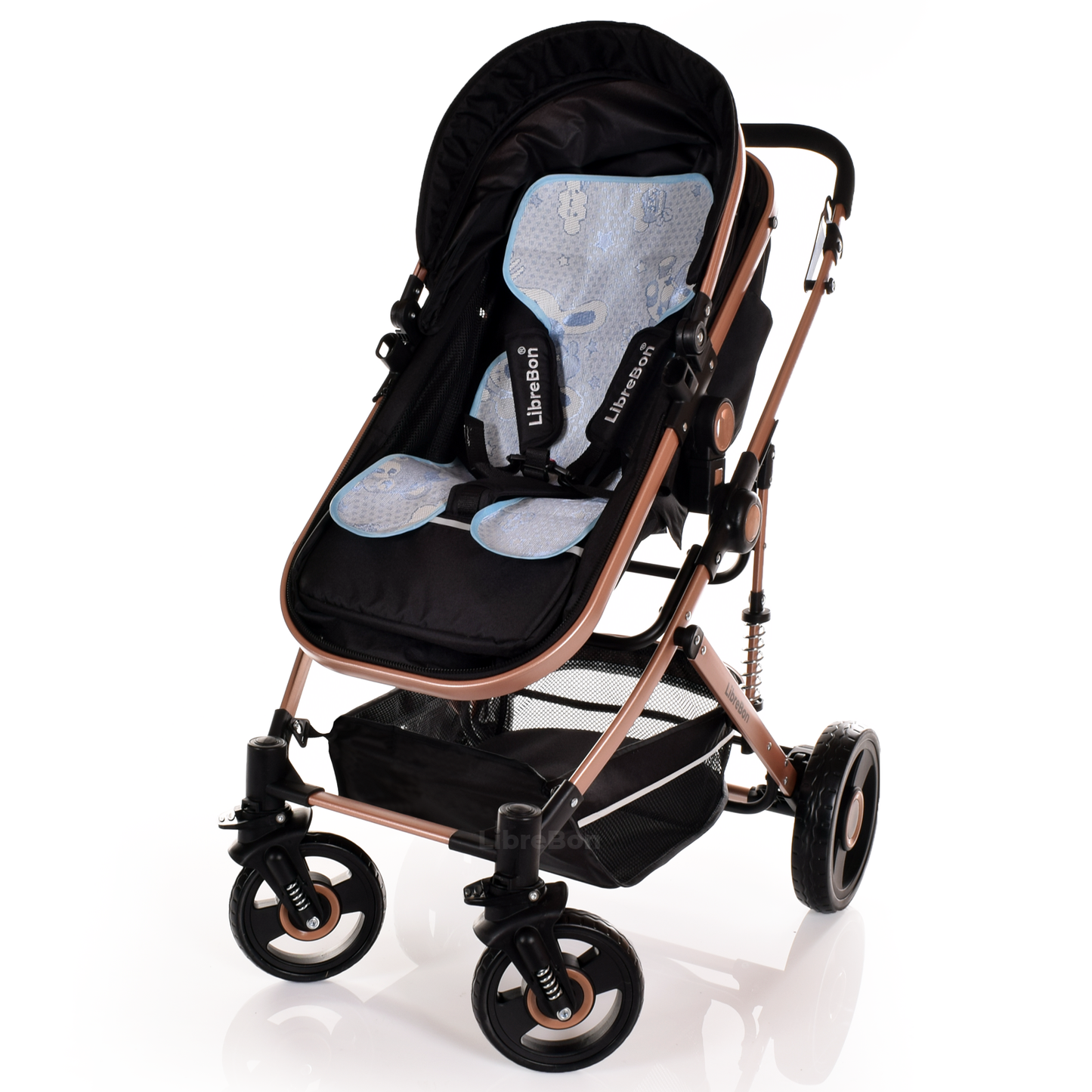 Baby Pram Pushchair Buggy 3 in 1 Travel System With Car Seat Black