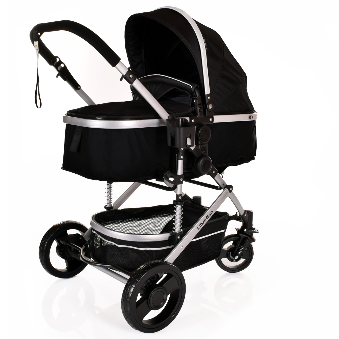 Librebon Baby Pram  Pushchair Buggy 3 in 1 Travel System With Car Seat Black Silver
