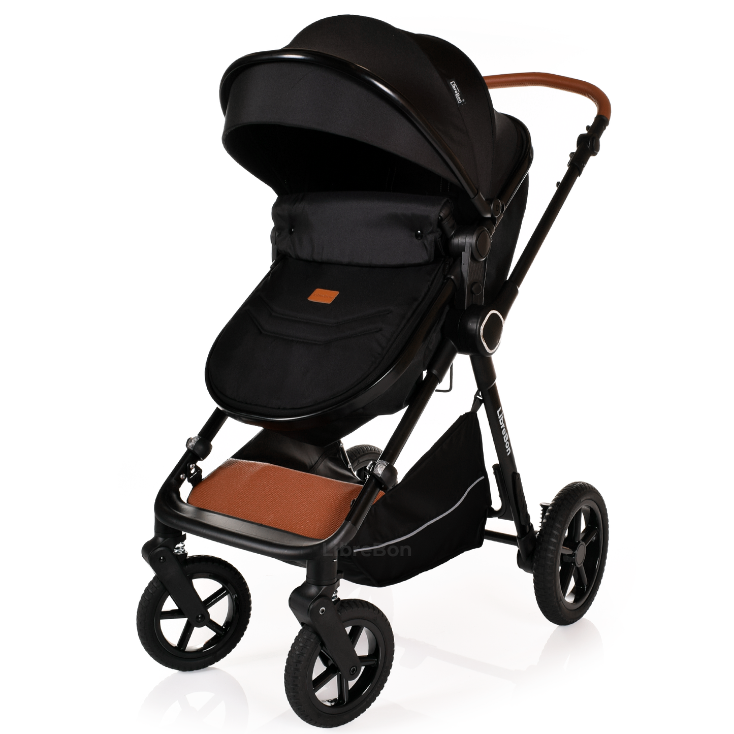 Librebon Baby Pram Pushchair Foldable Buggy Travel System With Car Seat From Birth Black Black