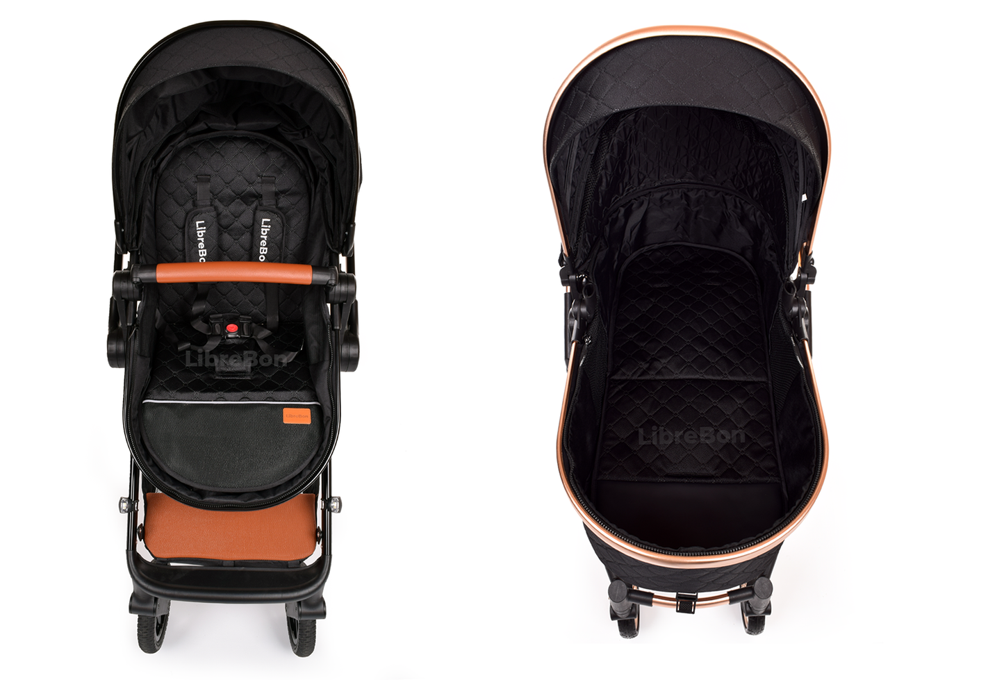 Librebon Baby Pram Buggy Travel System With Car Seat Black Black