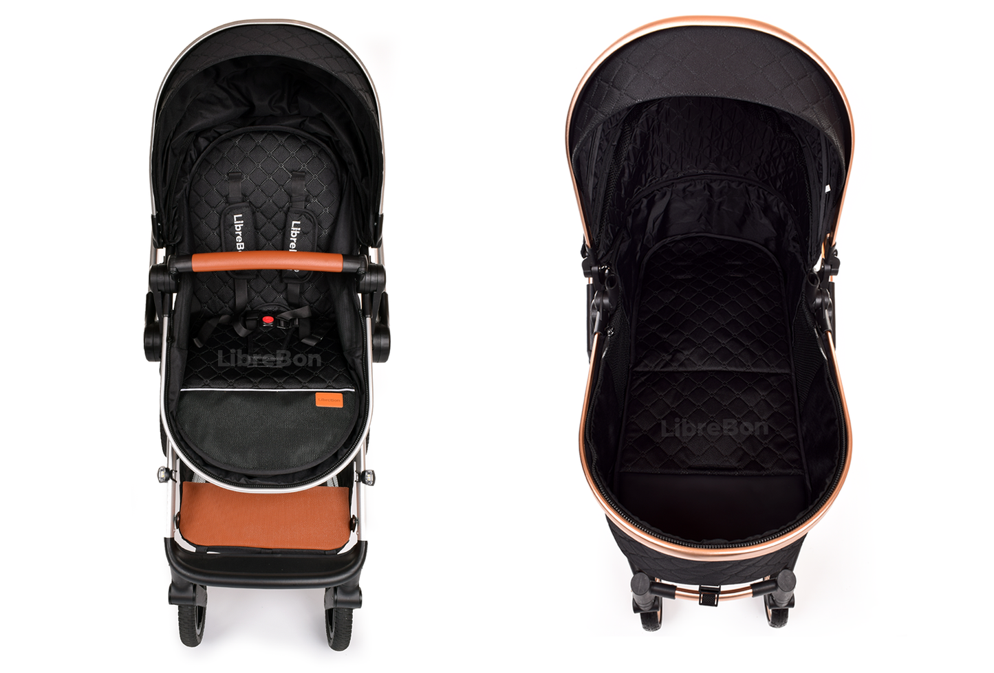 Librebon Baby Pram Buggy Travel System With Car Seat Black Silver