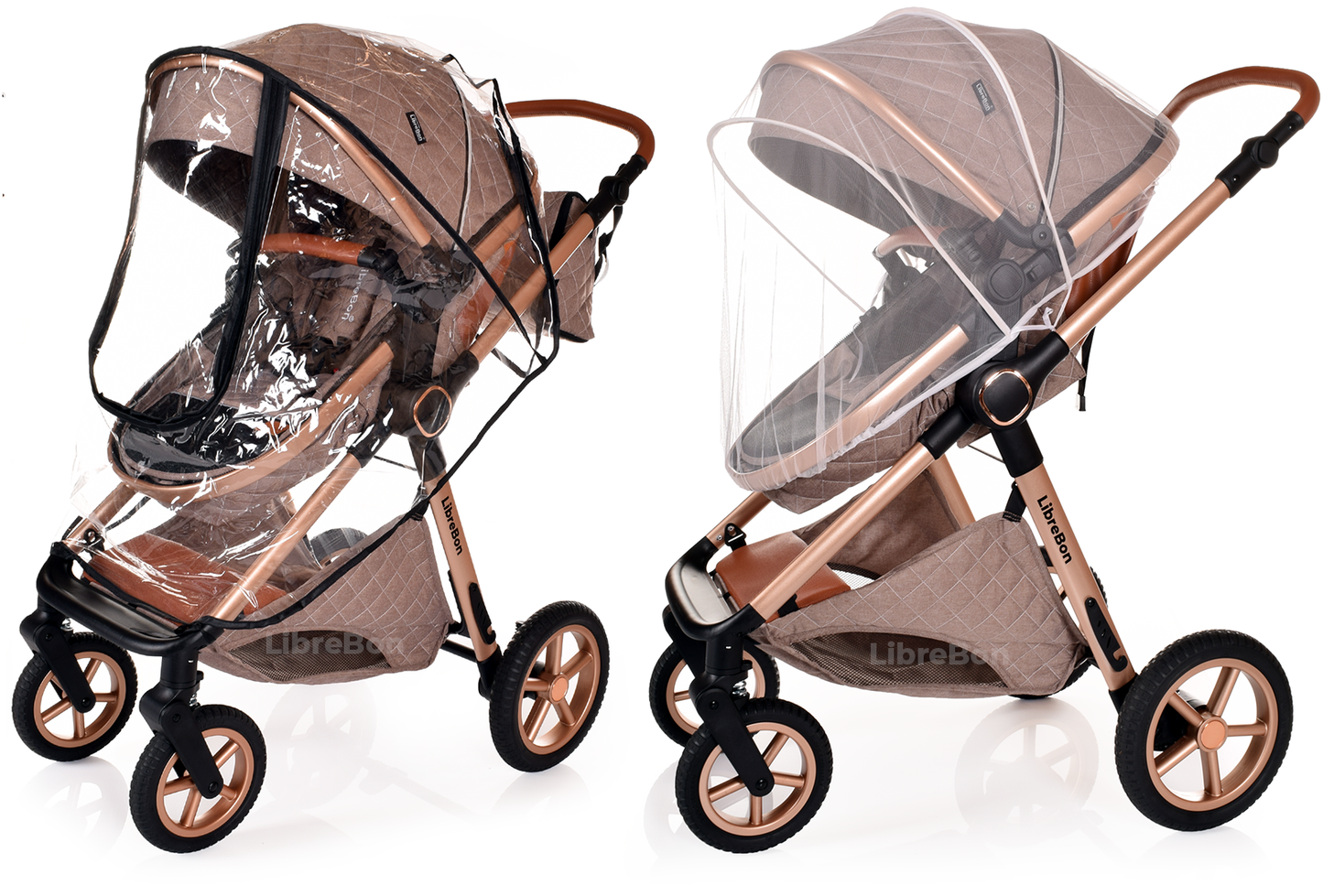 Librebon Baby Pram Buggy Travel System With Car Seat Beige