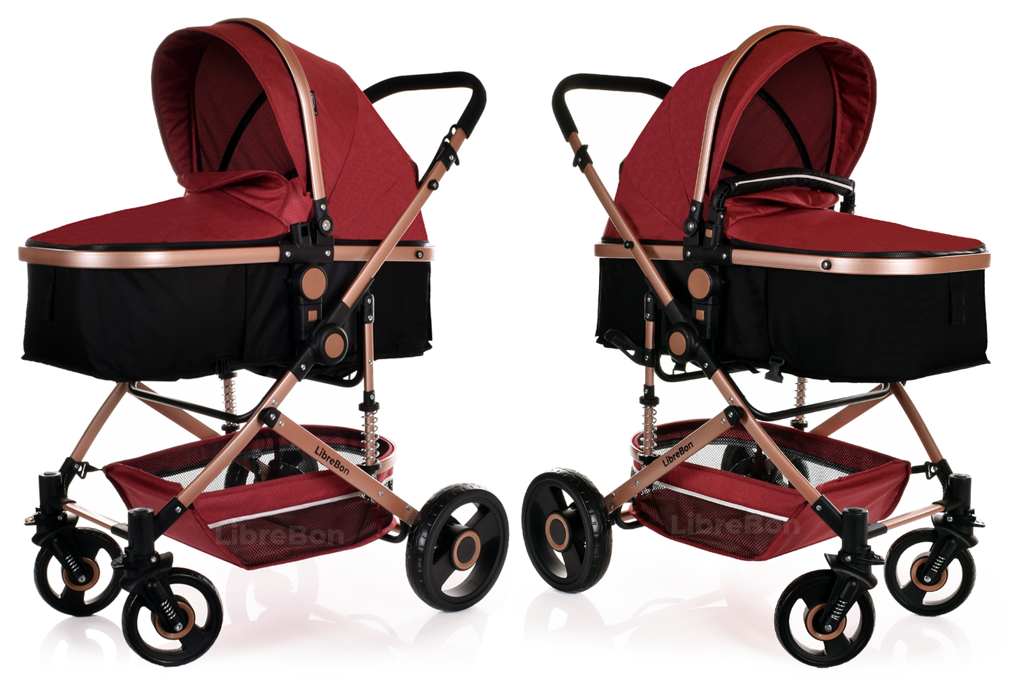 Pram  Pushchair Buggy 3 in 1 Travel System With Car Seat Red