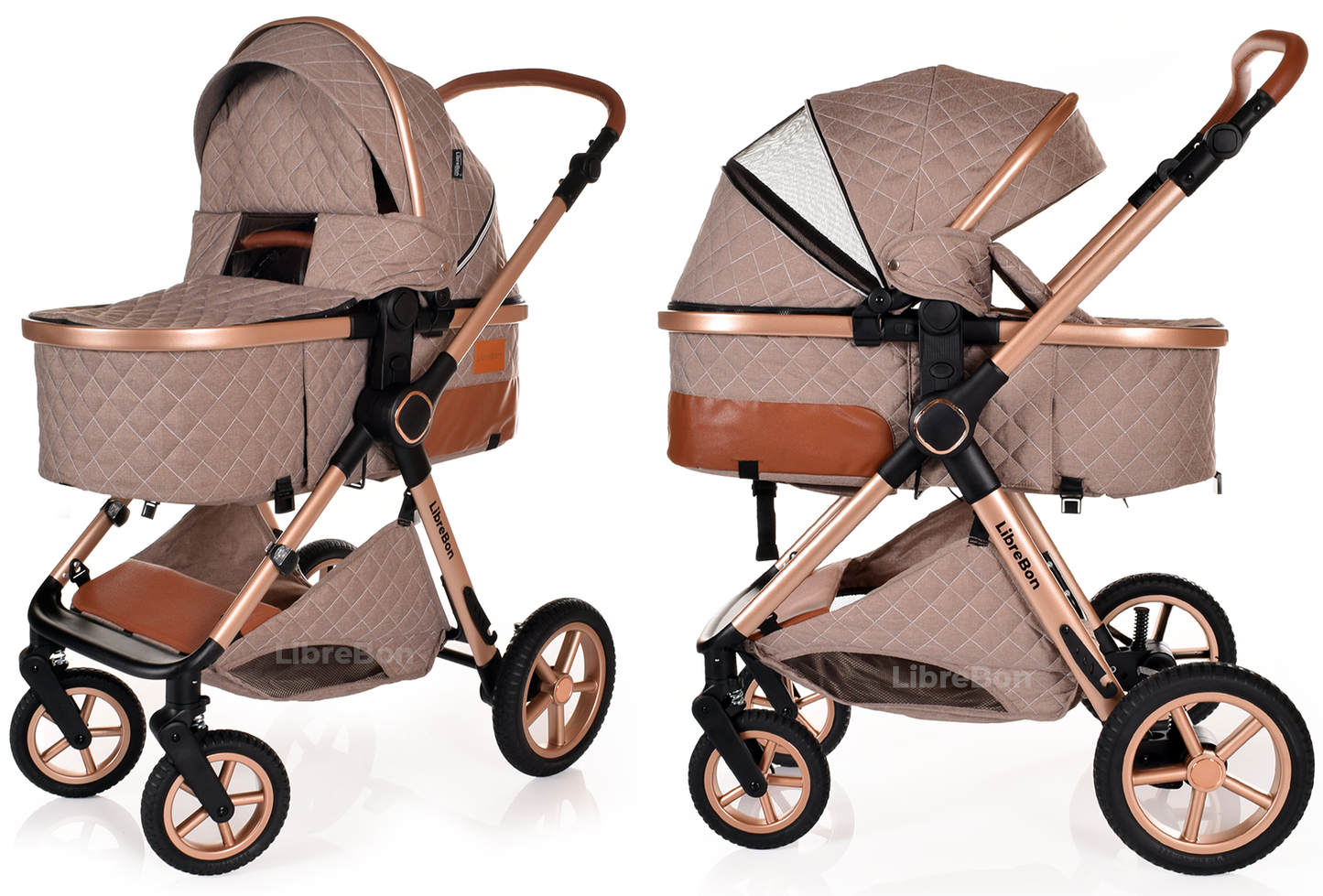 Librebon Baby Pram Buggy Travel System With Car Seat Beige