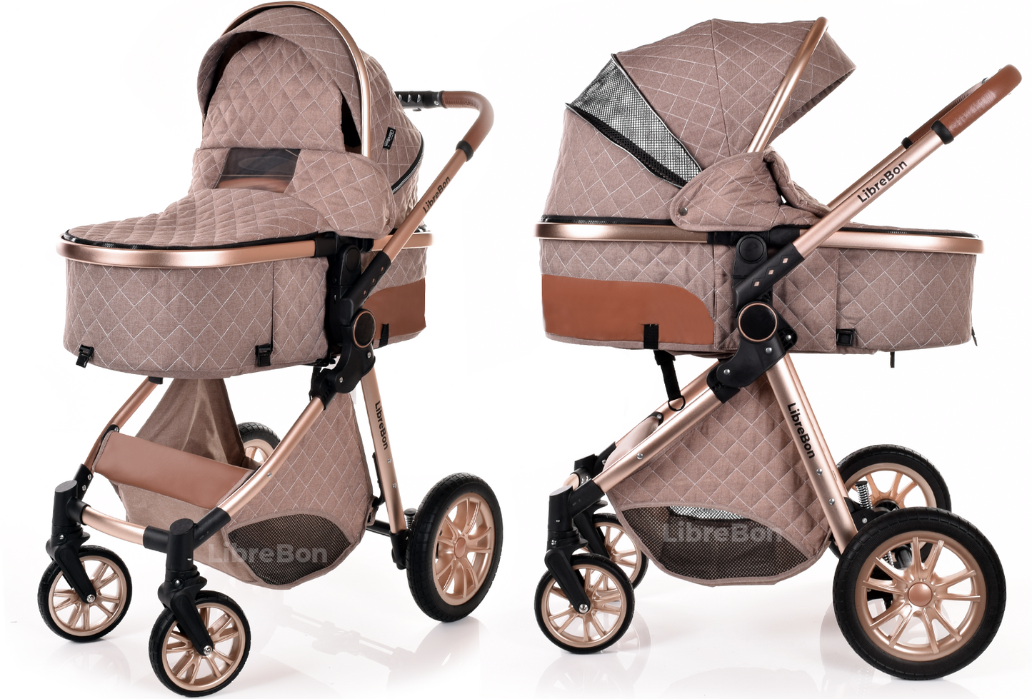 Baby Pram Buggy Travel System With Car Seat Beige