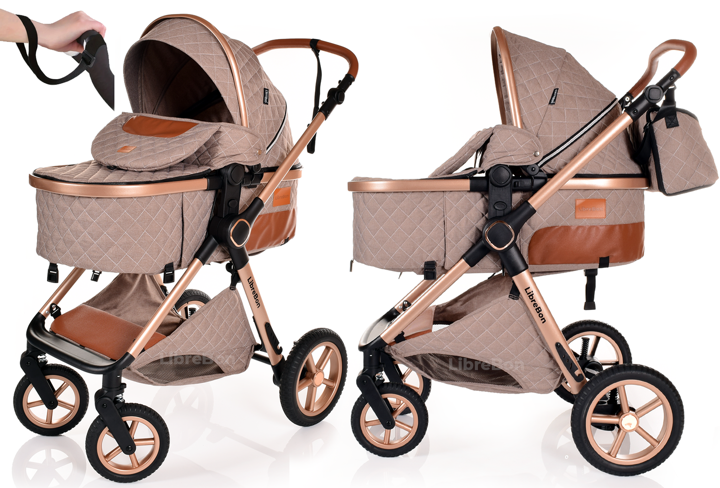 Librebon Baby Pram Buggy Travel System With Car Seat Beige