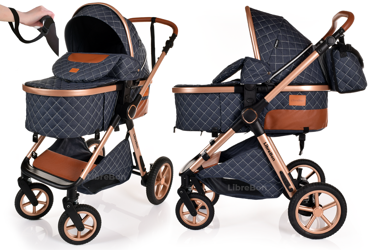 Librebon Baby Pram Buggy Travel System With Car Seat Blue Denim