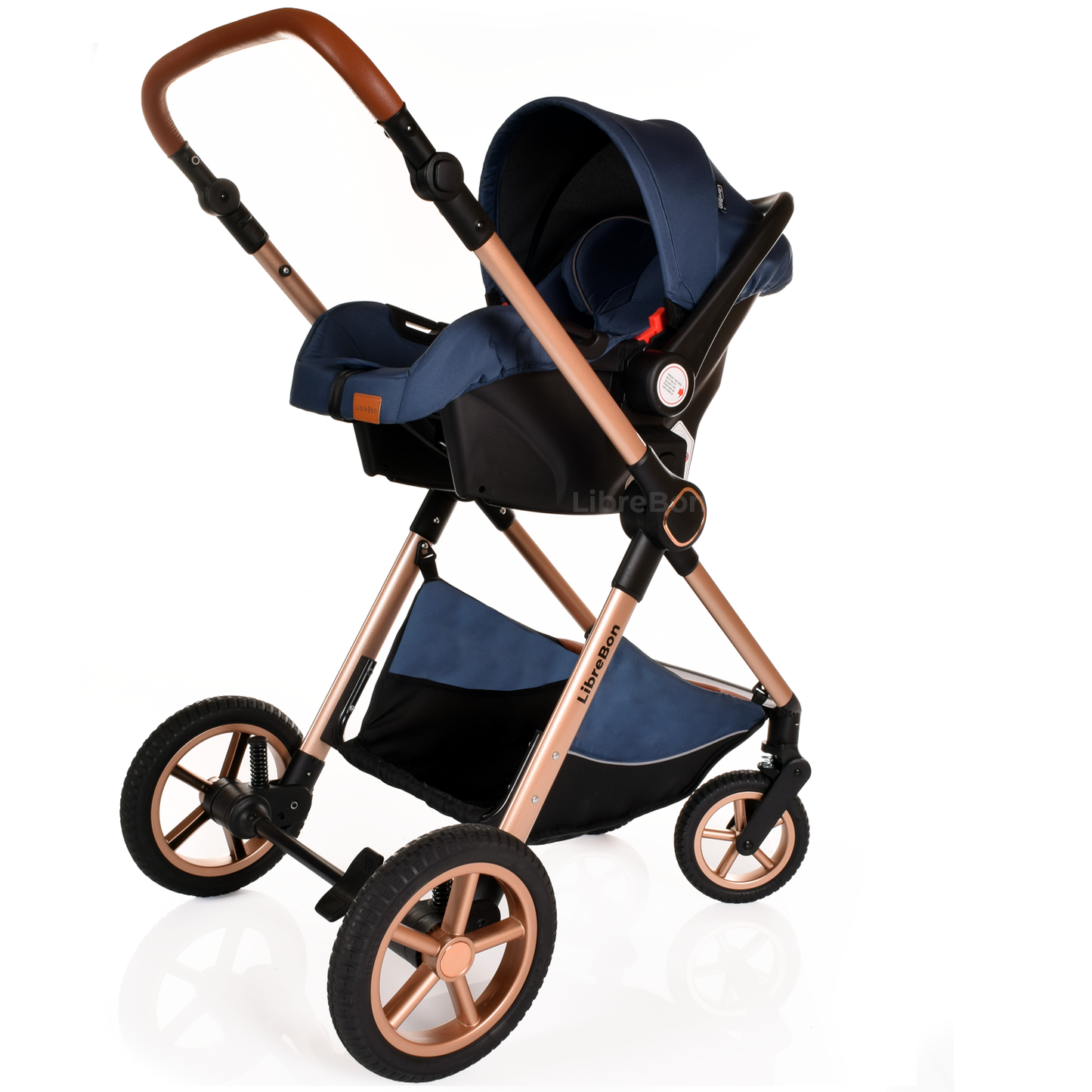 Librebon Baby Pram Pushchair Foldable Buggy Travel System With Car Seat From Birth Blue Gold
