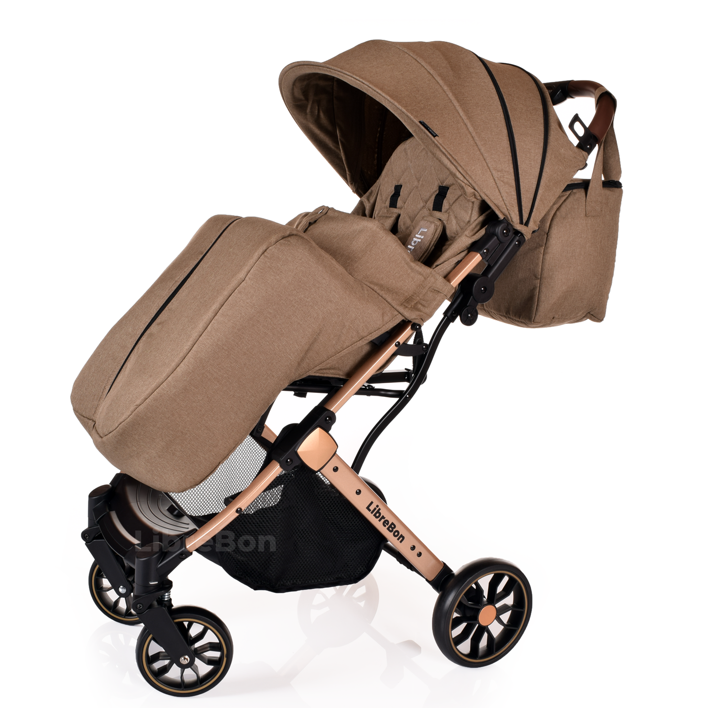 Librebon Lightweight  Baby Stroller Pram Foldable Travel Buggy Four Seasons Pushchair Green Beige