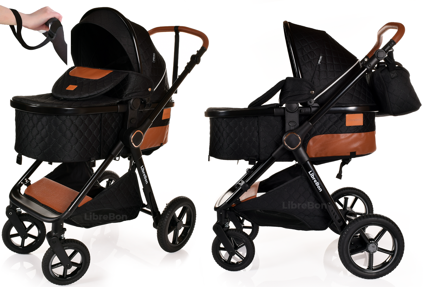 Librebon Baby Pram Buggy Travel System With Car Seat Black Black
