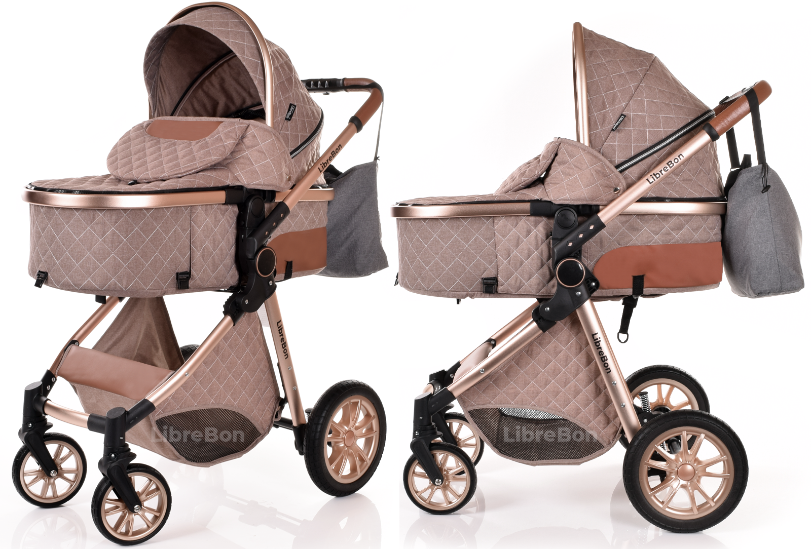 Baby Pram Buggy Travel System With Car Seat Beige