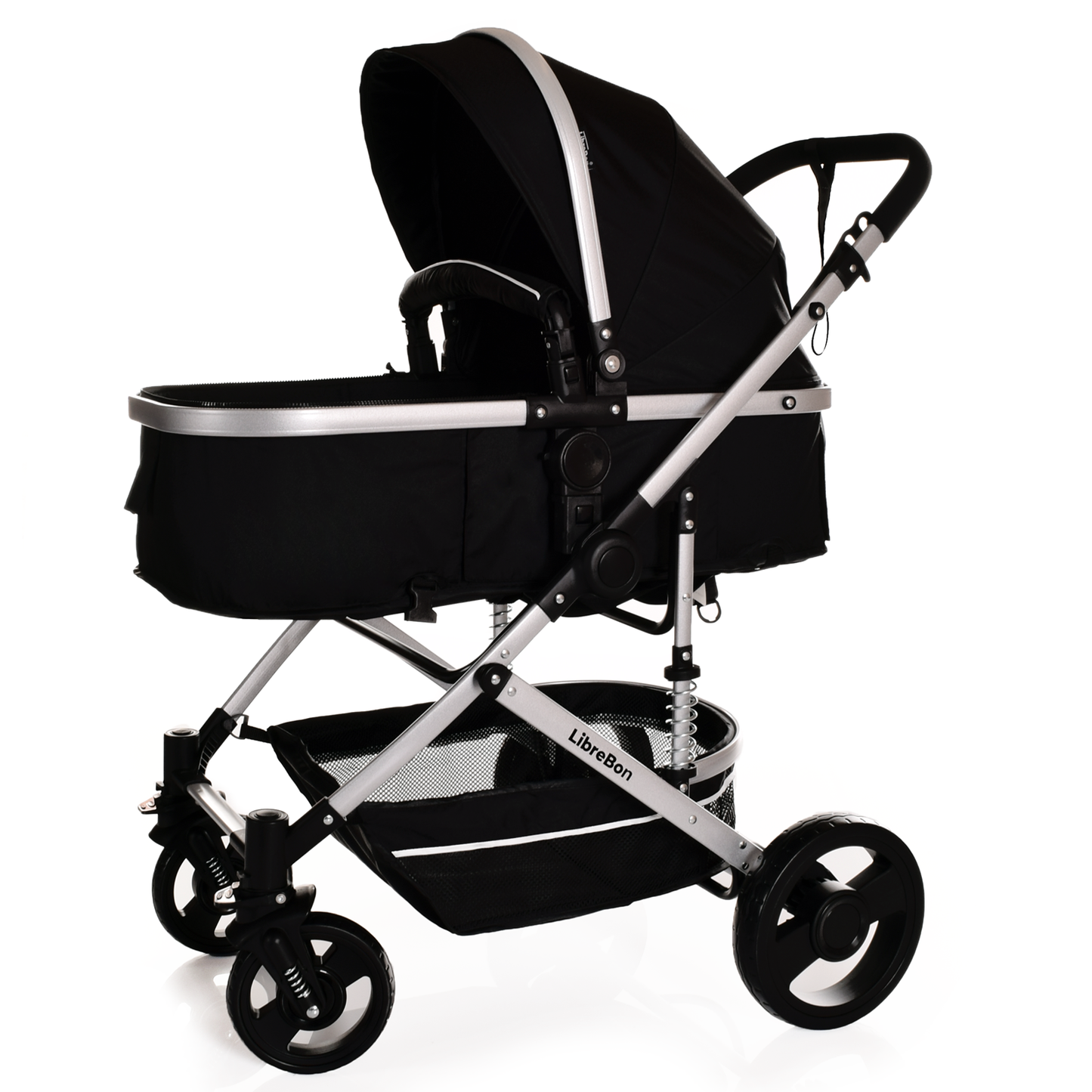 Librebon Baby Pram  Pushchair Buggy 3 in 1 Travel System With Car Seat Black Silver