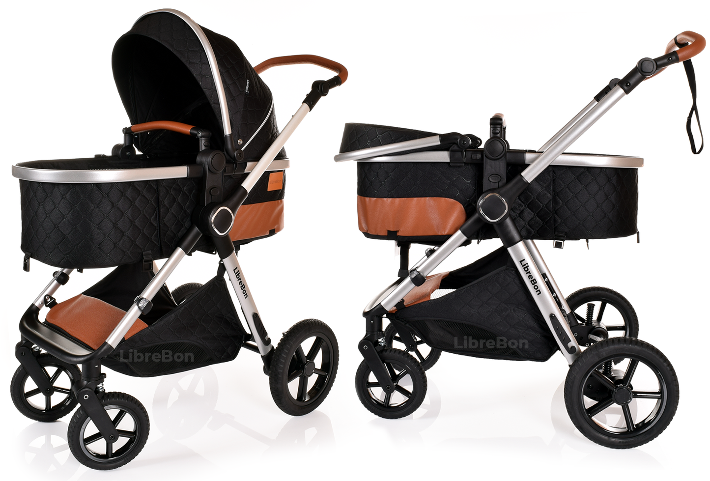 Librebon Baby Pram Buggy Travel System With Car Seat Black Silver