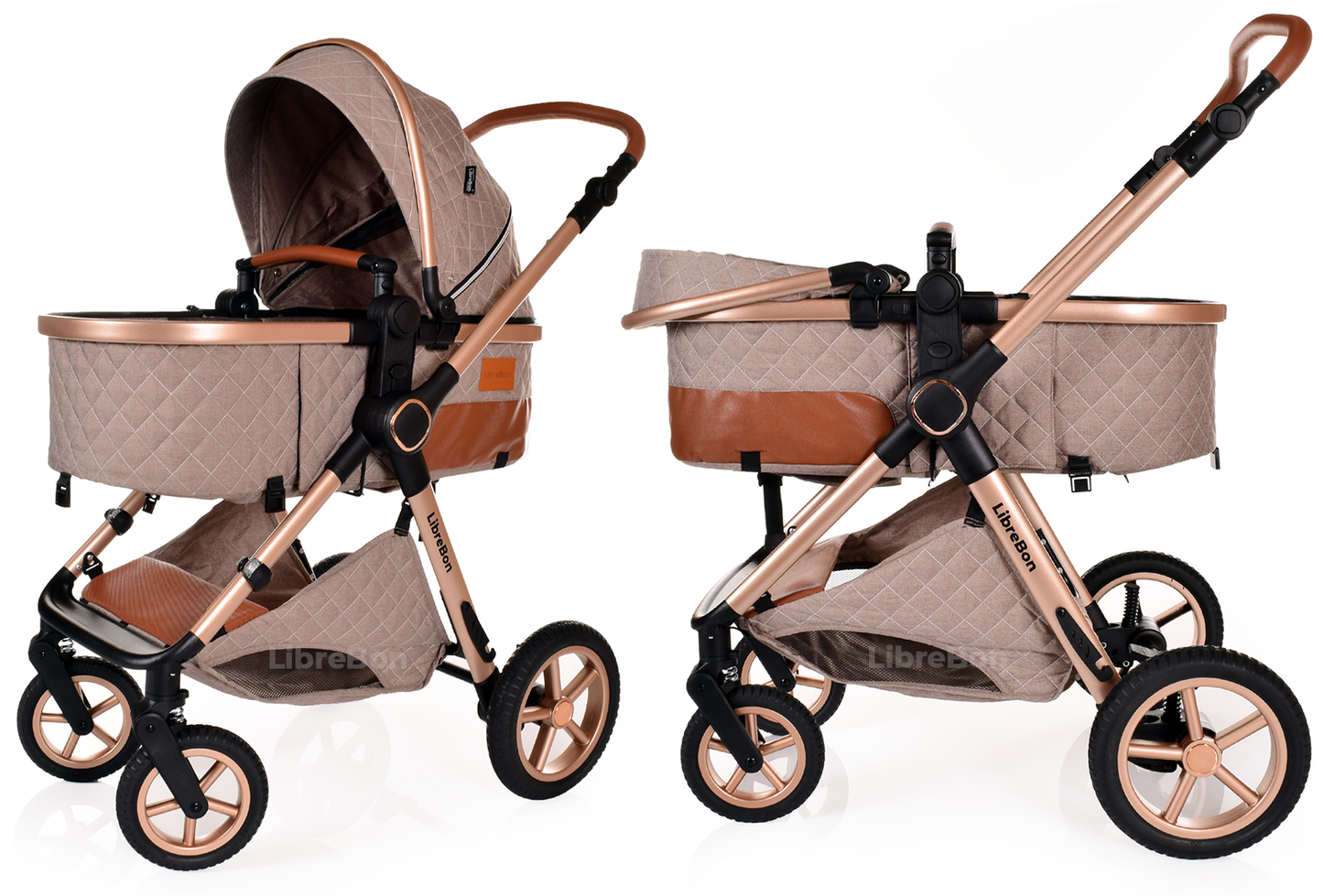 Librebon Baby Pram Buggy Travel System With Car Seat Beige