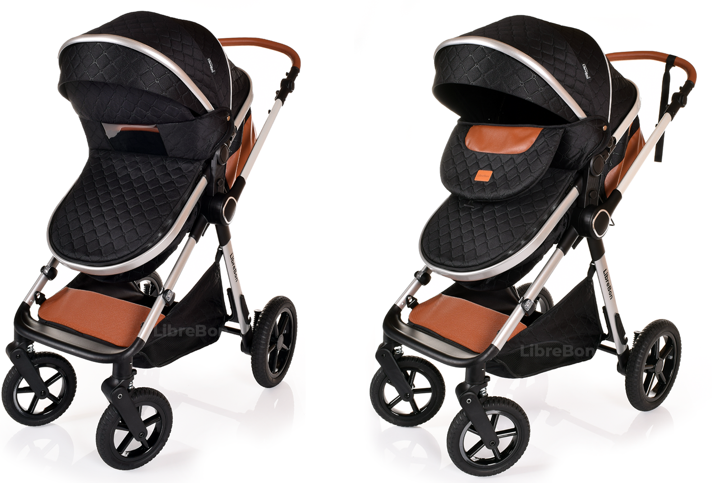 Librebon Baby Pram Buggy Travel System With Car Seat Black Silver