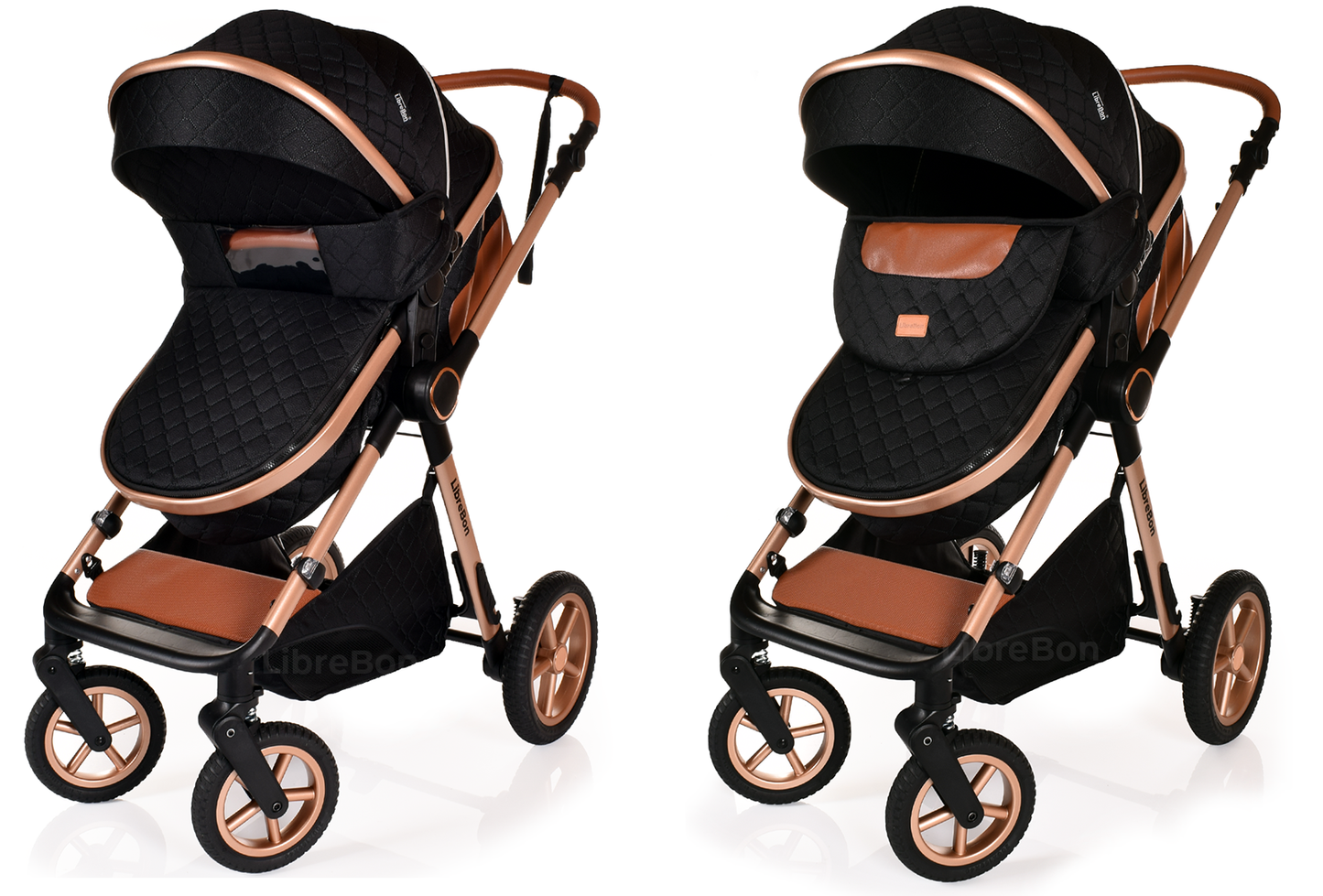 Librebon Baby Pram Buggy Travel System With Car Seat Black Gold