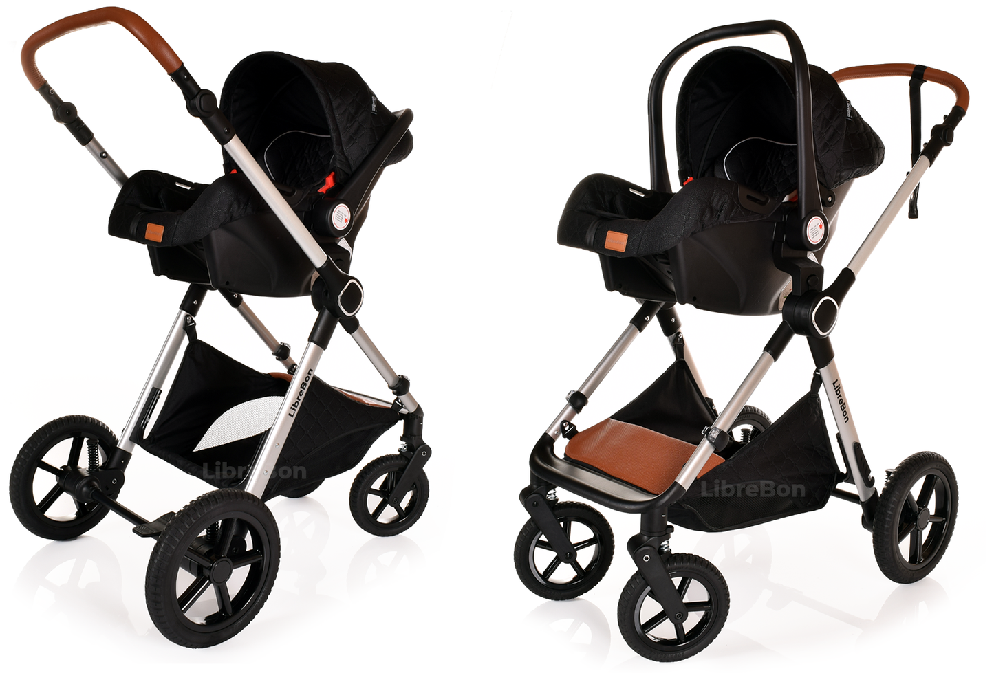 Librebon Baby Pram Buggy Travel System With Car Seat Black Silver