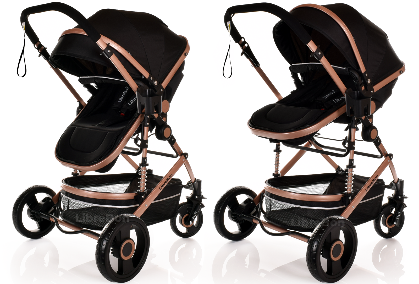 Baby Pram Pushchair Buggy 3 in 1 Travel System With Car Seat Black