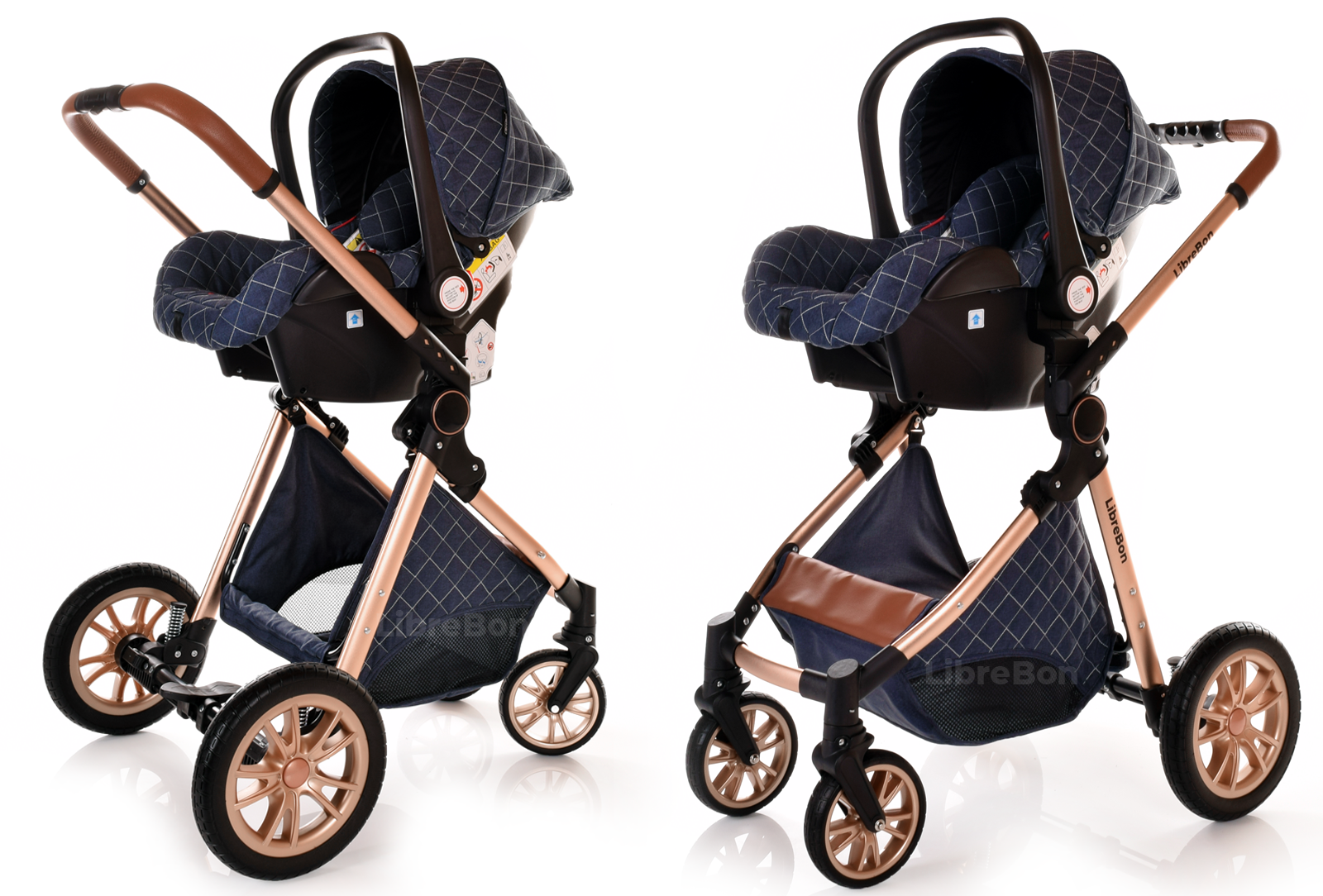 Baby Pram Buggy Travel System With Car Seat Blue Denim