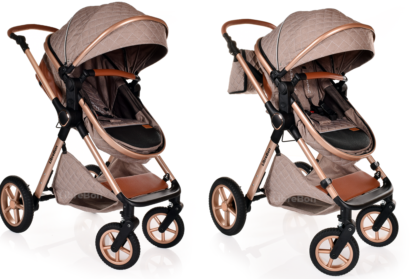 Librebon Baby Pram Buggy Travel System With Car Seat Beige