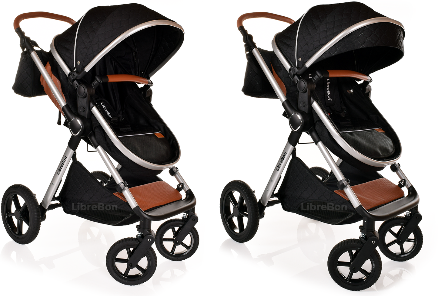 Librebon Baby Pram Buggy Travel System With Car Seat Black Silver