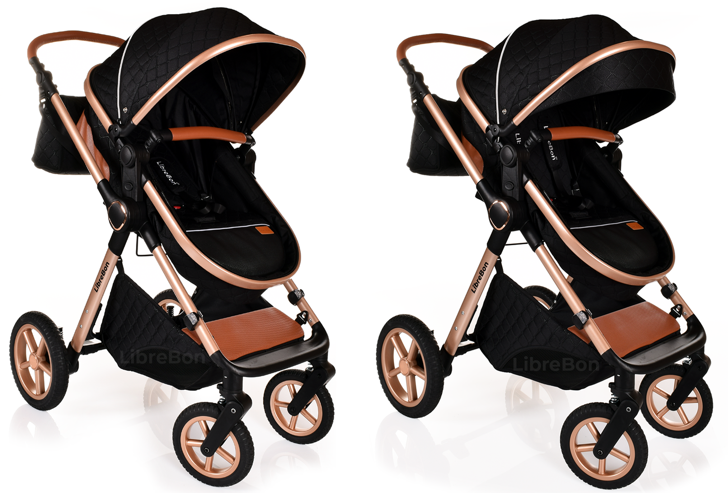 Librebon Baby Pram Buggy Travel System With Car Seat Black Gold