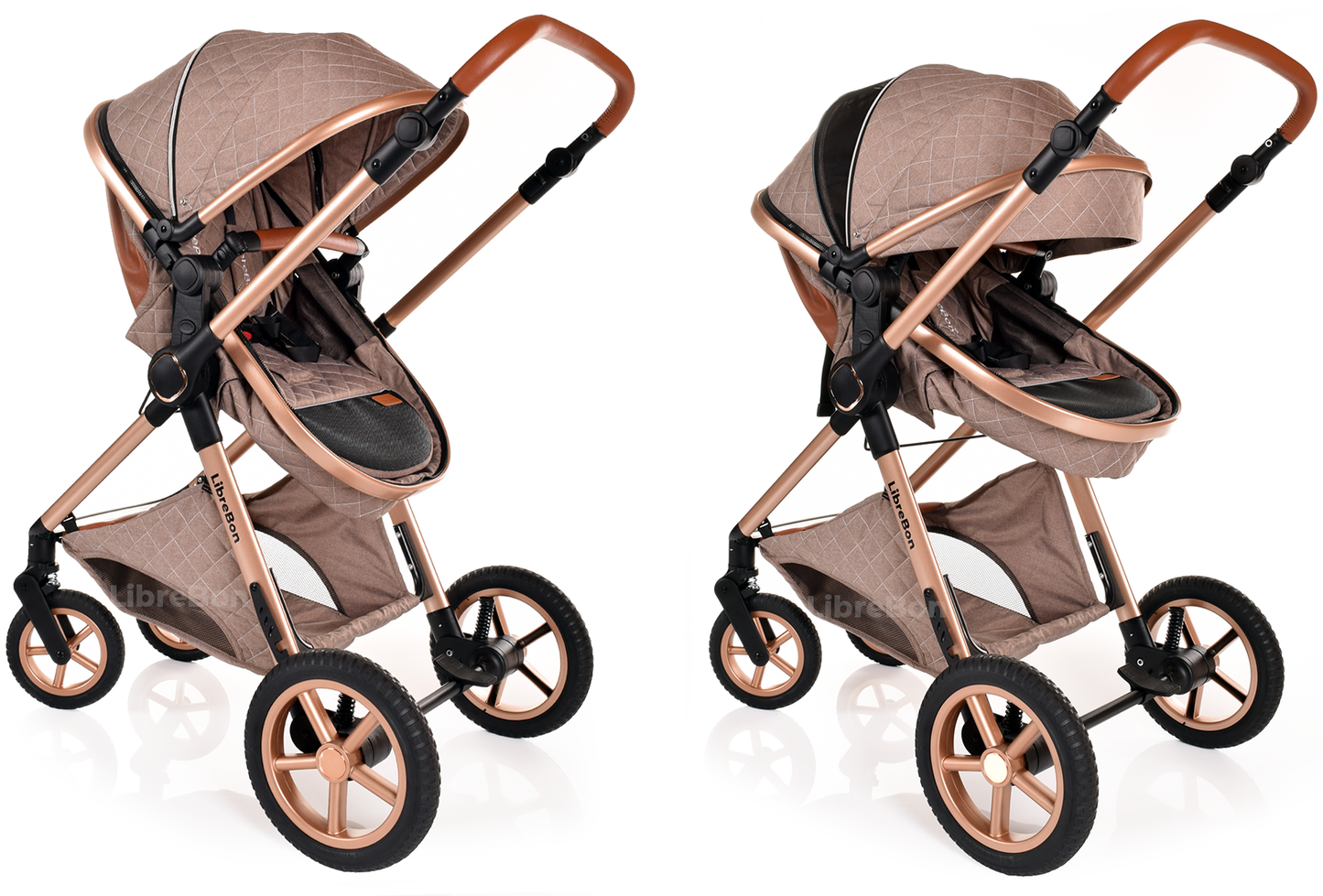 Librebon Baby Pram Buggy Travel System With Car Seat Beige