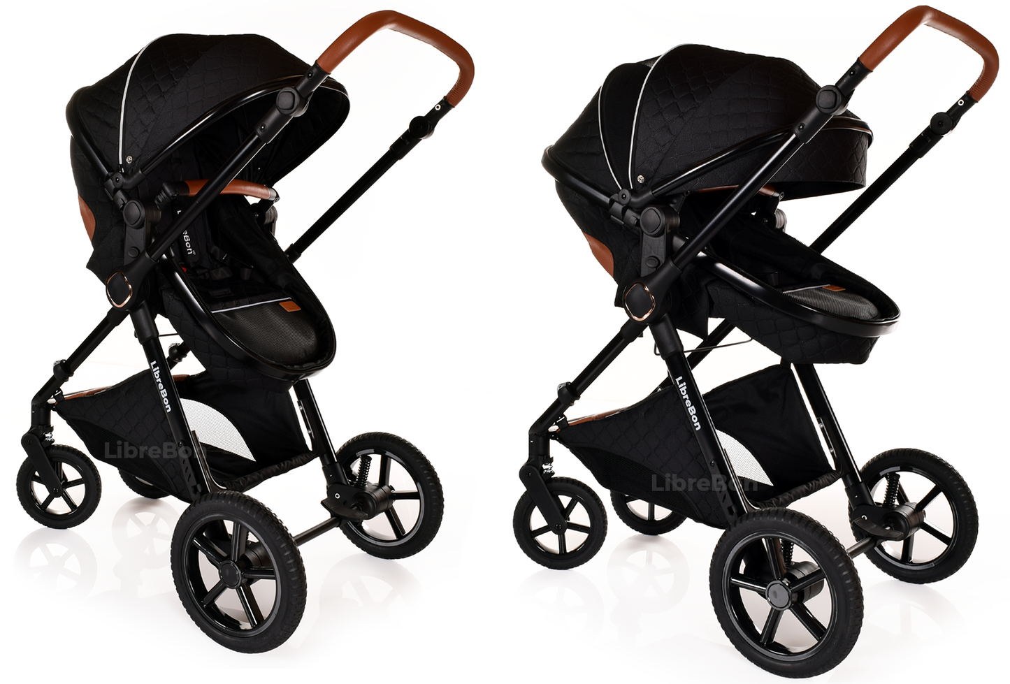 Librebon Baby Pram Buggy Travel System With Car Seat Black Black