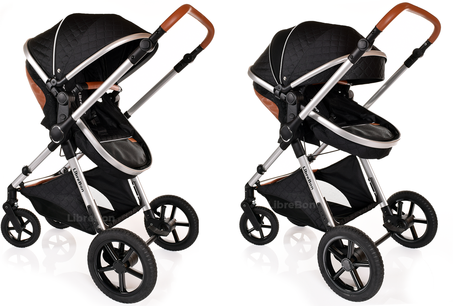 Librebon Baby Pram Buggy Travel System With Car Seat Black Silver