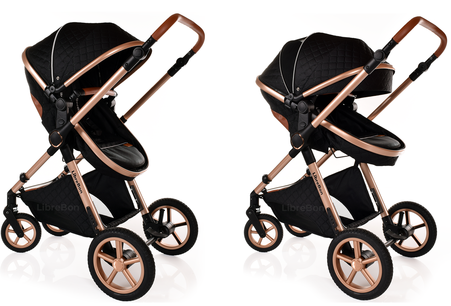 Librebon Baby Pram Buggy Travel System With Car Seat Black Gold