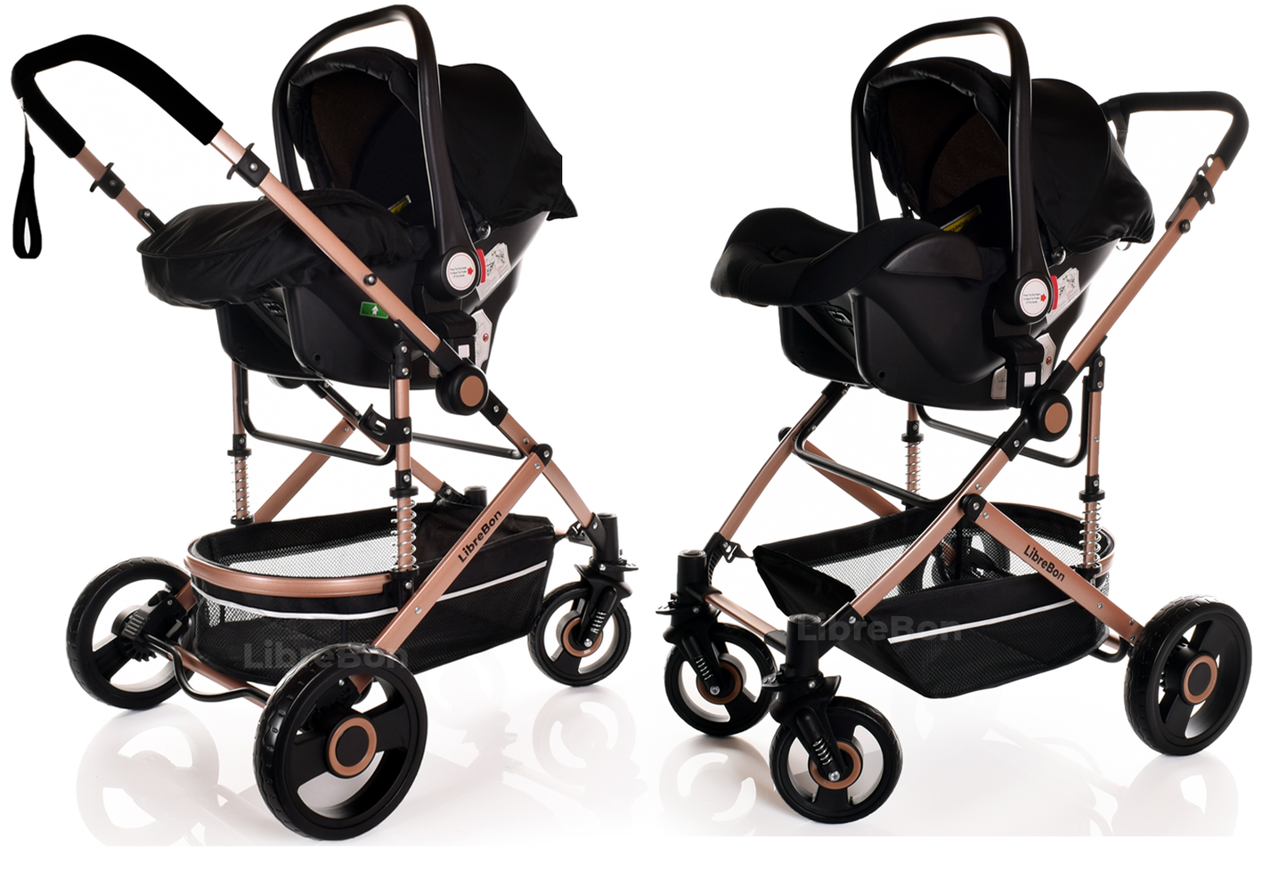 Baby Pram  Pushchair Buggy 3 in 1 Travel System With Car Seat Beige
