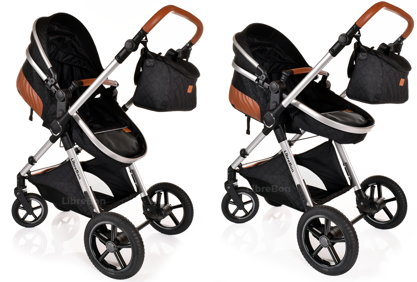 Librebon Baby Pram Buggy Travel System With Car Seat Black Silver