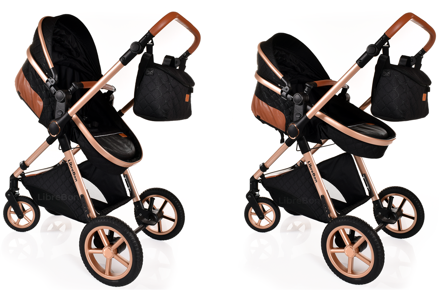 Librebon Baby Pram Buggy Travel System With Car Seat Black Gold