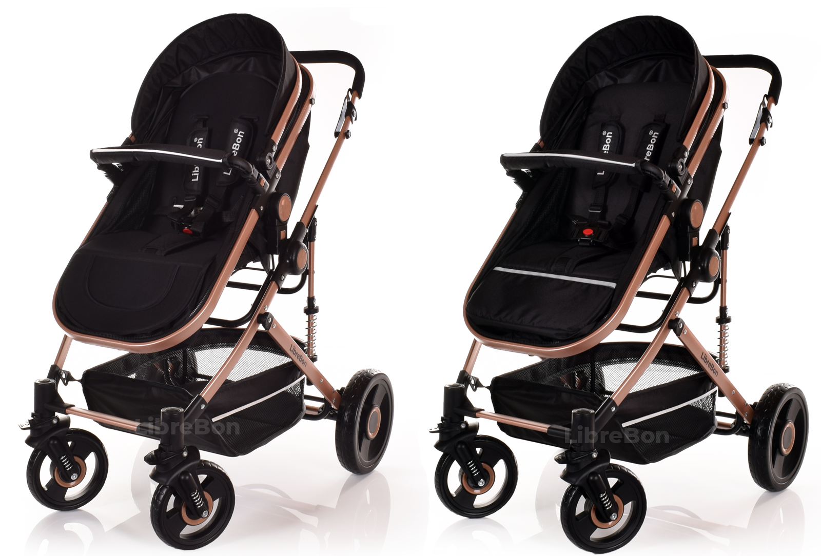 Baby Pram Pushchair Buggy 3 in 1 Travel System With Car Seat Black