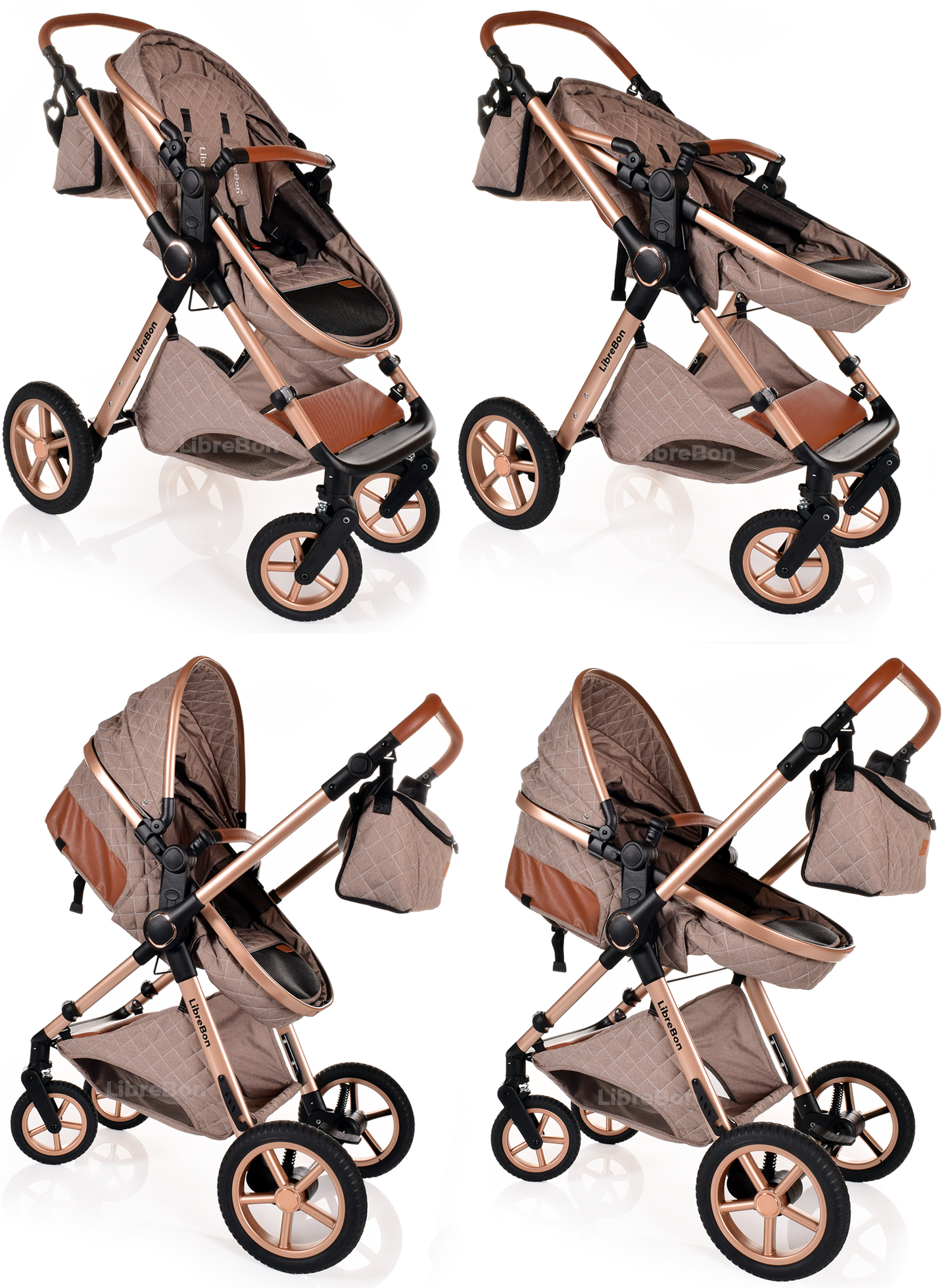 Librebon Baby Pram Buggy Travel System With Car Seat Beige