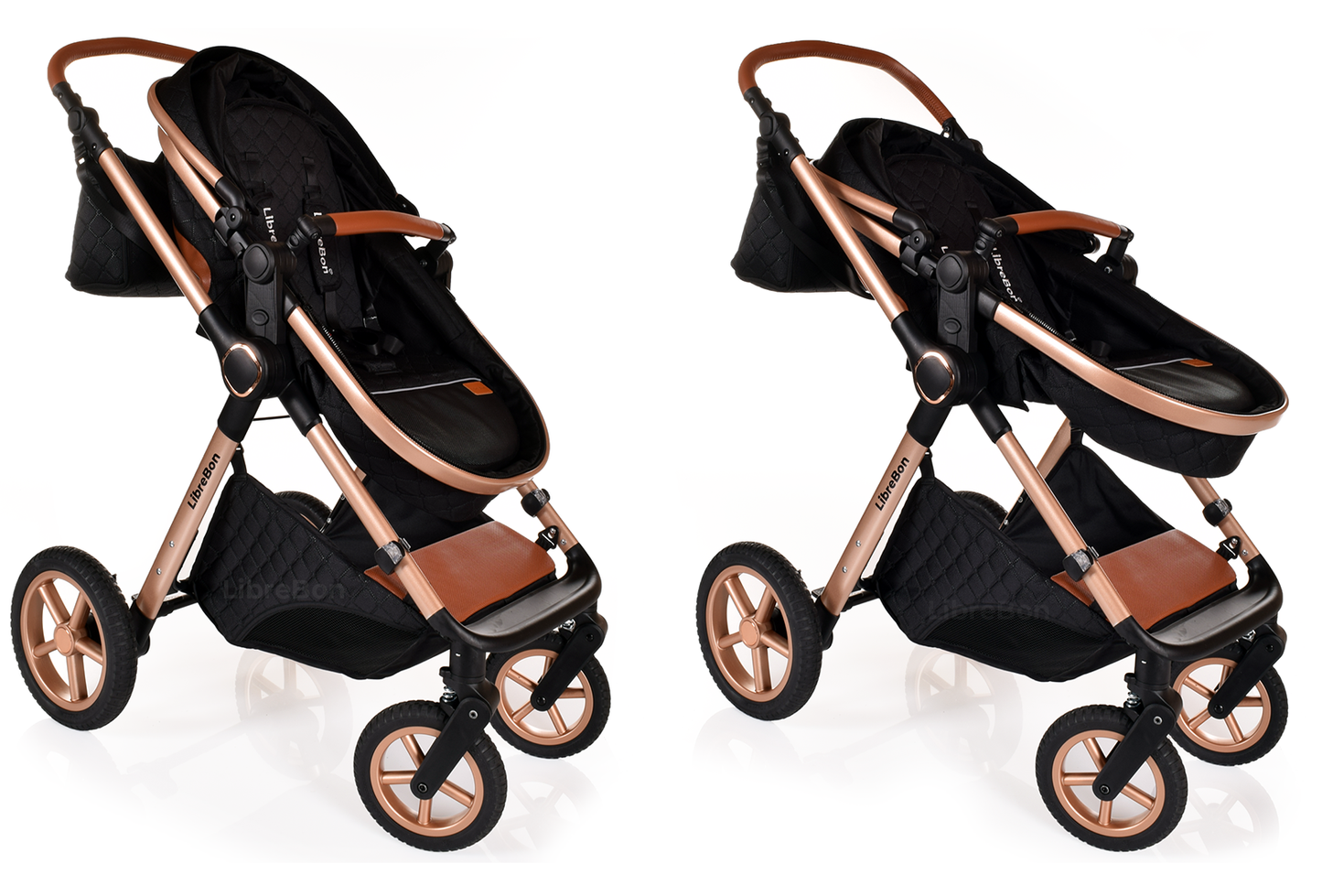 Librebon Baby Pram Buggy Travel System With Car Seat Black Gold