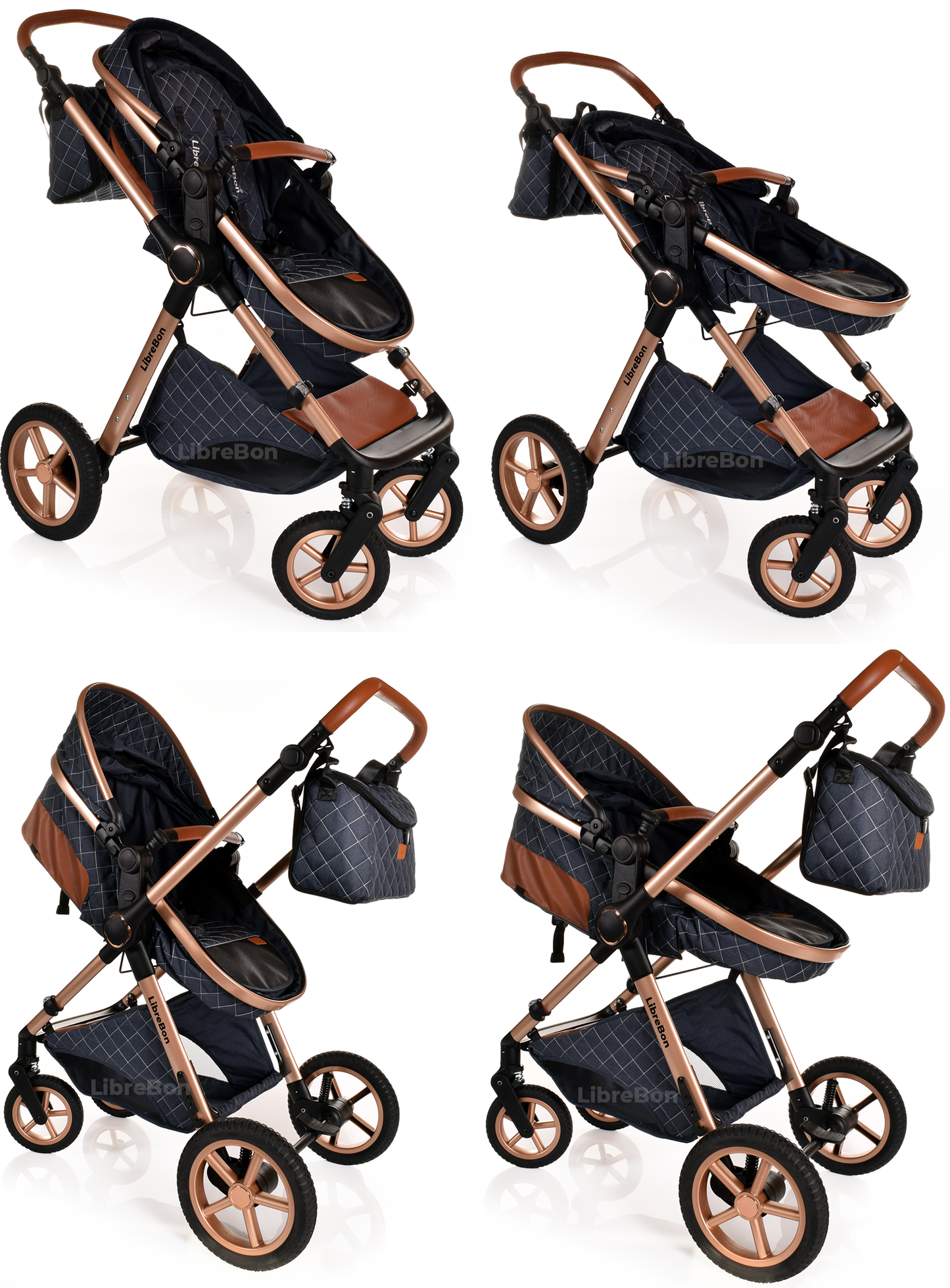 Librebon Baby Pram Buggy Travel System With Car Seat Blue Denim