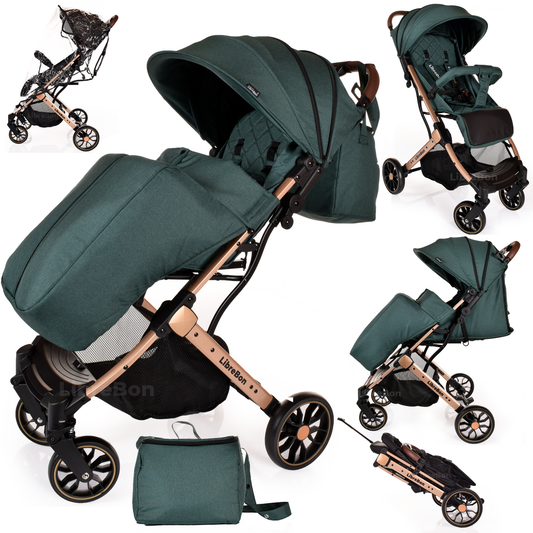 Librebon Lightweight  Baby Stroller Pram Foldable Travel Buggy Four Seasons Pushchair Green
