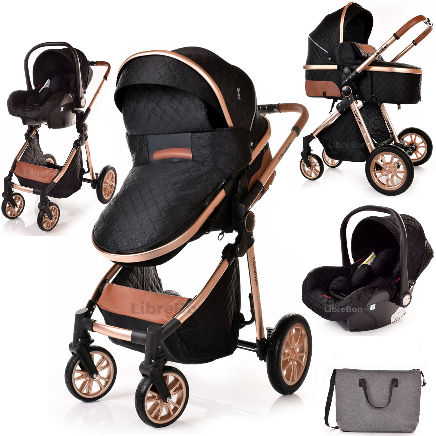 Baby Pram Buggy Travel System With Car Seat Black Librebon Limited